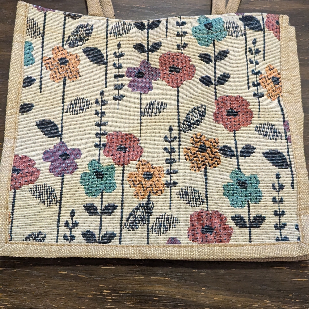 Red and Pink Floral Shoulder Bag with Artistic Design